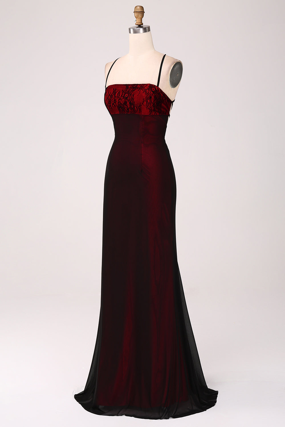 Zapakasa Women Sheath Bridesmaid Dress with Lace-up Back Black Red Long Wedding Party Dress Zapakasa Women Sheath Bridesmaid Dress with Lace-up Back Black Red Long Wedding Party Dress