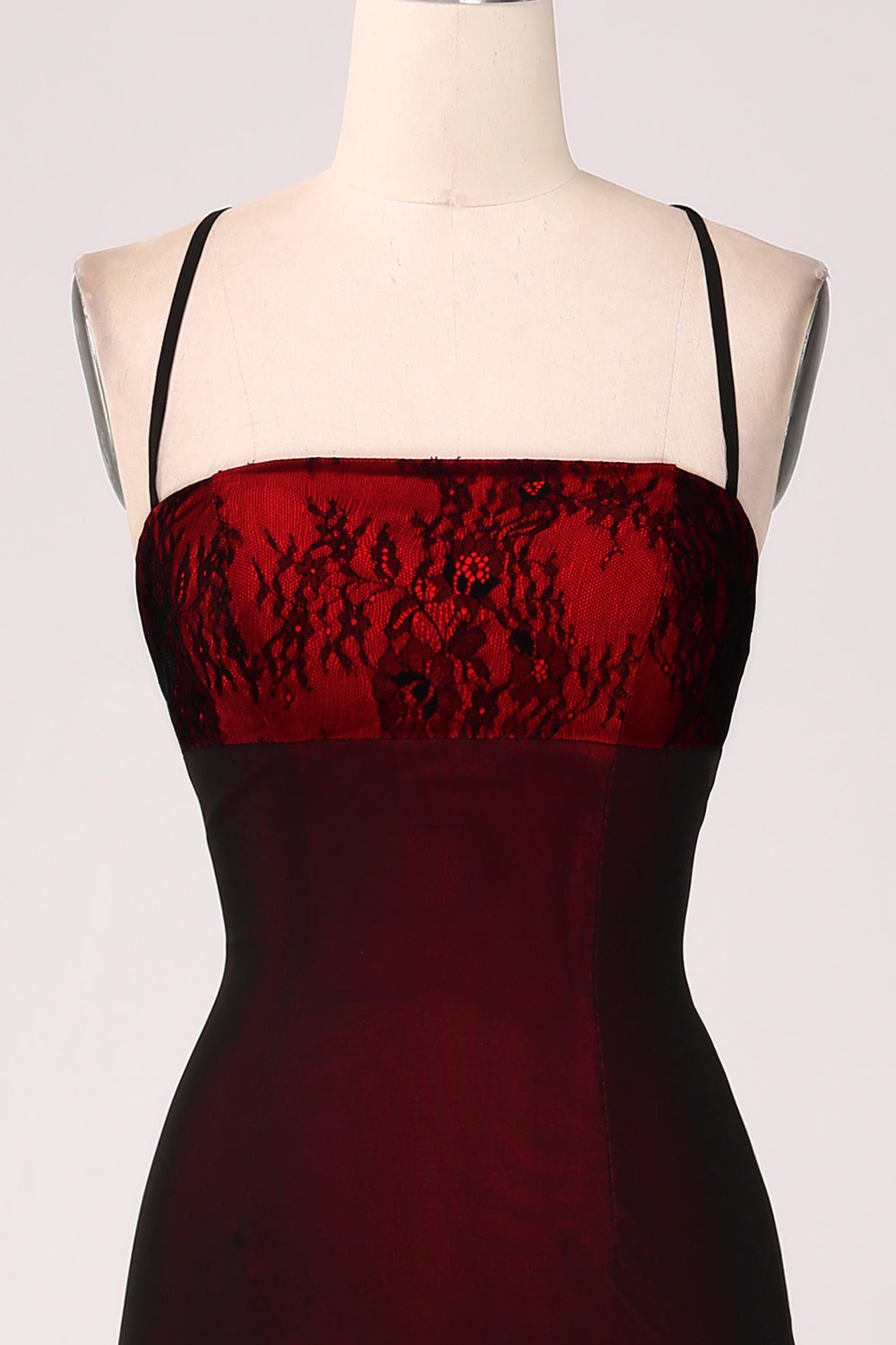 Zapakasa Women Sheath Bridesmaid Dress with Lace-up Back Black Red Long Wedding Party Dress Zapakasa Women Sheath Bridesmaid Dress with Lace-up Back Black Red Long Wedding Party Dress