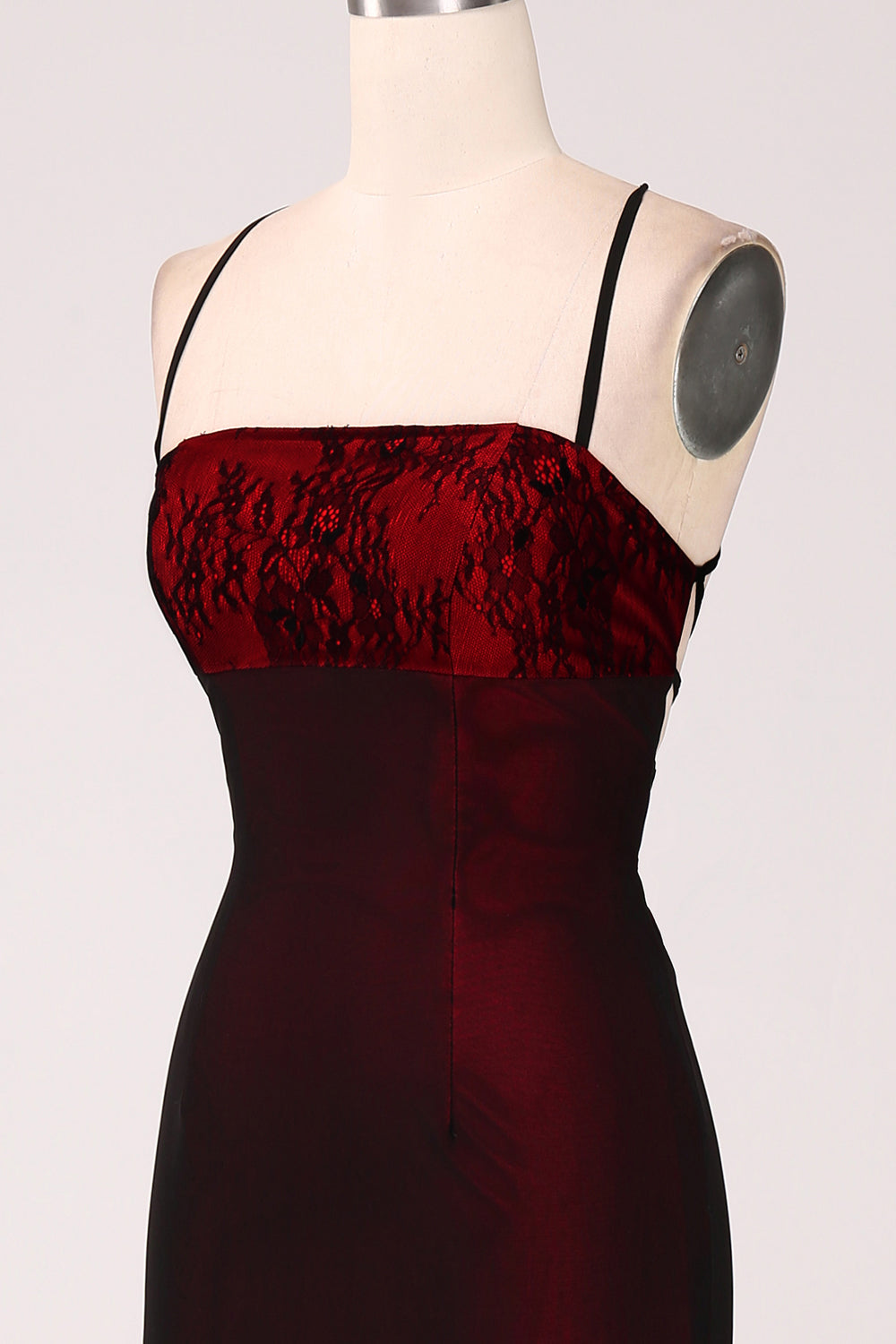 Zapakasa Women Sheath Bridesmaid Dress with Lace-up Back Black Red Long Wedding Party Dress Zapakasa Women Sheath Bridesmaid Dress with Lace-up Back Black Red Long Wedding Party Dress