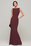 Simple Black Boat Neck Mermaid Long Formal Dress