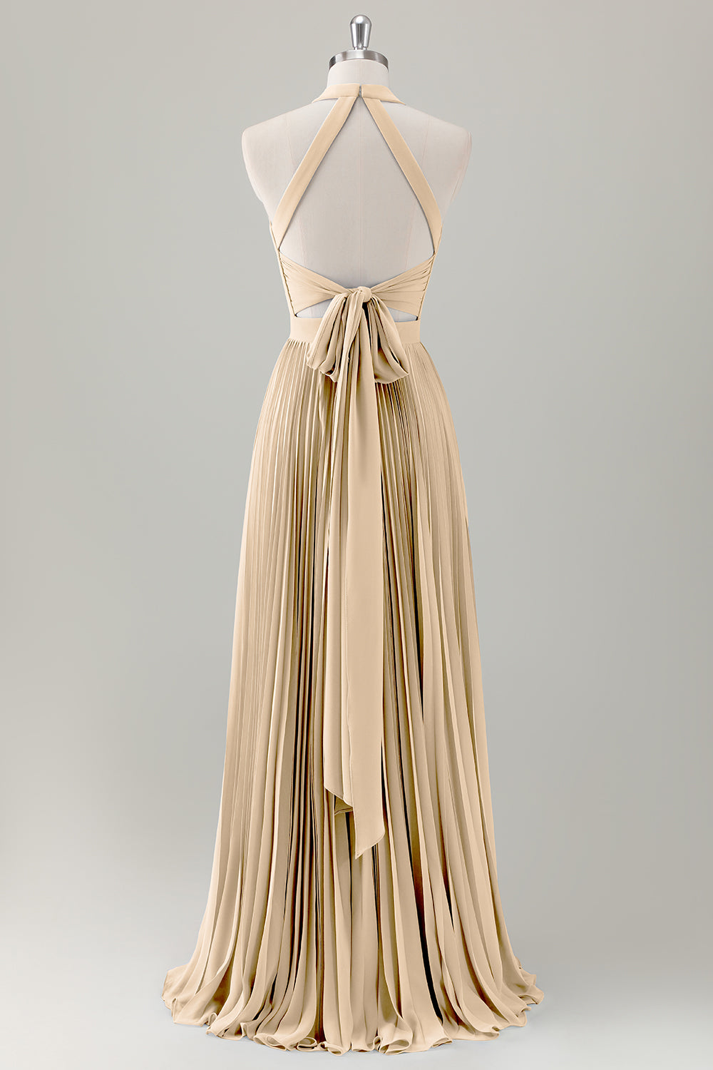 Dark Green A-Line Halter Long Bridesmaid Dress with Slit