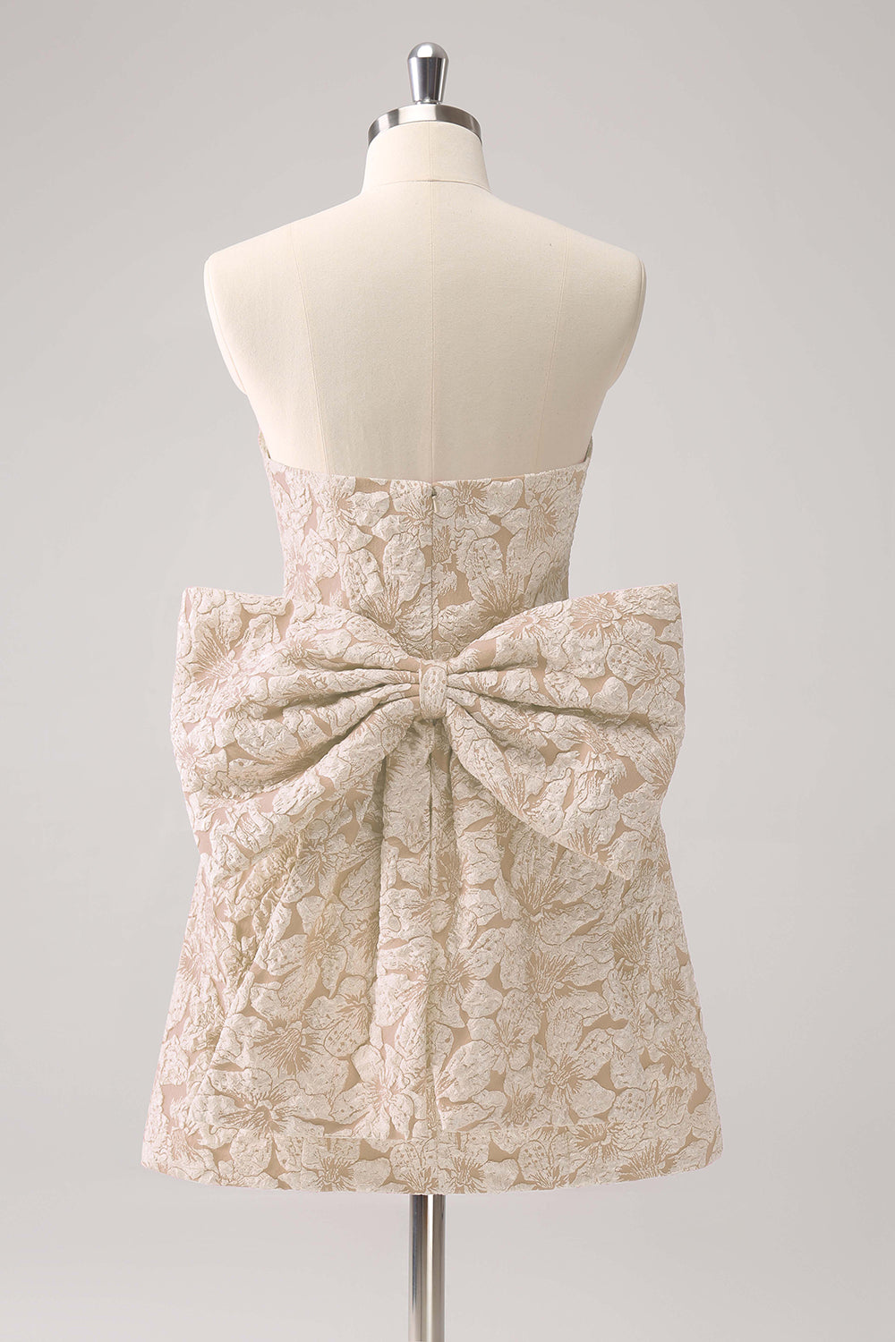 Sage Green Floral Strapless A Line Short Homecoming Dress with Bow