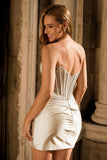 Sparkly Grey Silver Corset Beaded Short Homecoming Dress