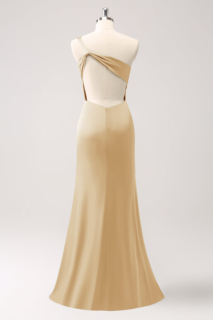 OKBBN Mermaid One Shoulder Satin Long Ball Dress main image 1