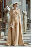 Cabernet Sparkly Long Sleeves Mother of the Bride Jumpsuits with Pockets