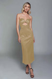 Dusty Blue Sweetheart Sheath Cut Out Satin Ankle Length Formal Dress