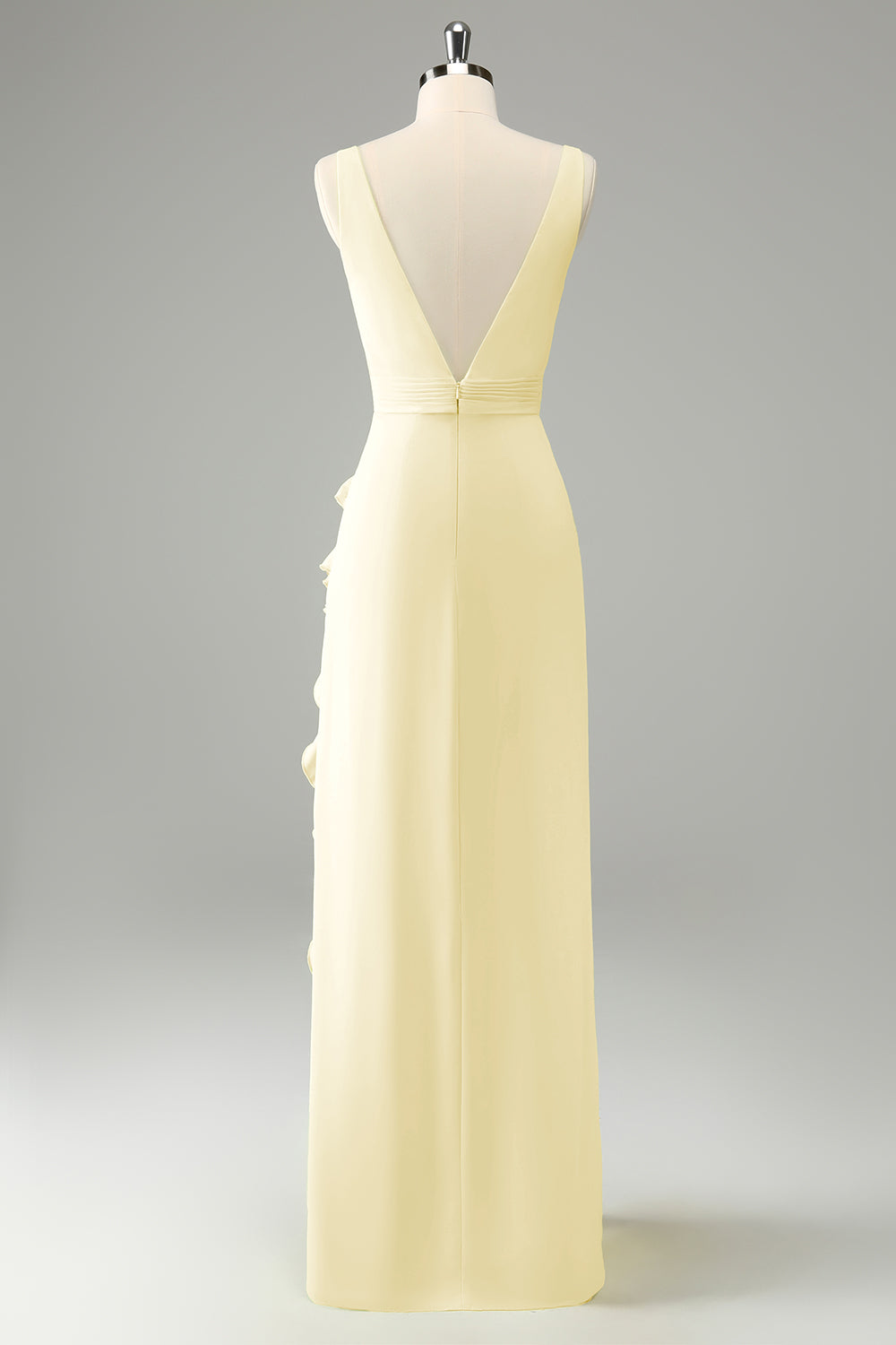 Zapakasa Women Lime Deep V Neck Ruffles Wedding Guest Dress with Slit Sheath Bridesmaid Dress Zapakasa Women Lime Deep V Neck Ruffles Wedding Guest Dress with Slit Sheath Bridesmaid Dress