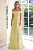 Taupe Off the Shoulder Chiffon Sheath Long Mother of the Bride Dress with Lace