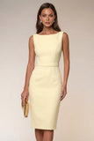 Navy Boat Neck Pencil Short Work Dress