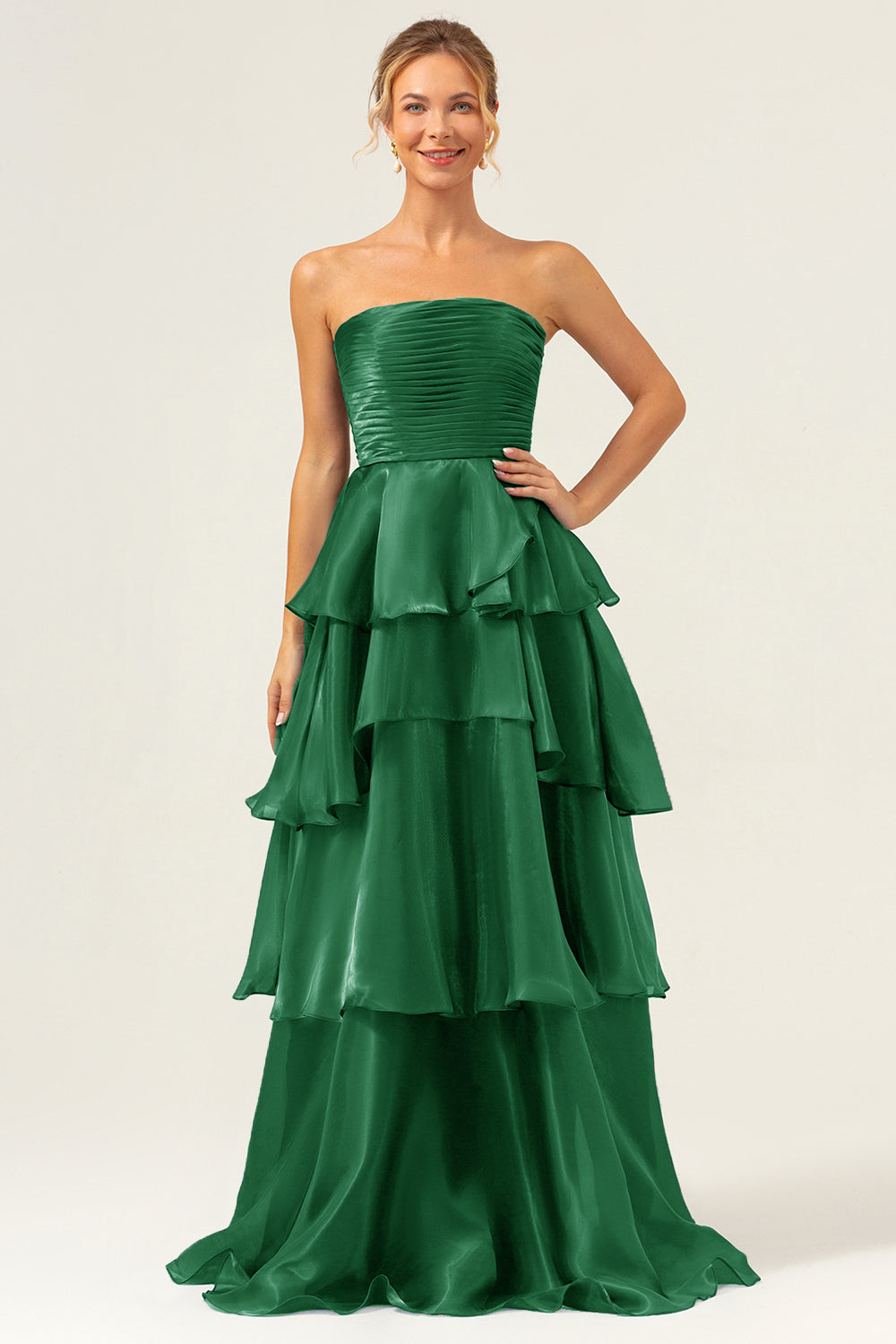 Zapakasa Women Dark Navy Bridesmaid Dress A Line Strapless Tiered Satin Long Evening Party Dress Zapakasa Women Dark Navy Bridesmaid Dress A Line Strapless Tiered Satin Long Evening Party Dress