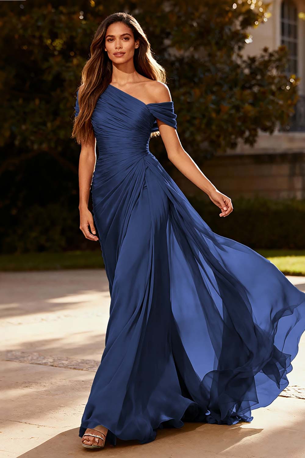 Zapakasa Women Simple Dusty Sage Chiffon Long Formal Dress with Side Cape A Line One Shoulder Ruched Evening Dress Zapakasa Women Simple Dusty Sage Chiffon Long Formal Dress with Side Cape A Line One Shoulder Ruched Evening Dress