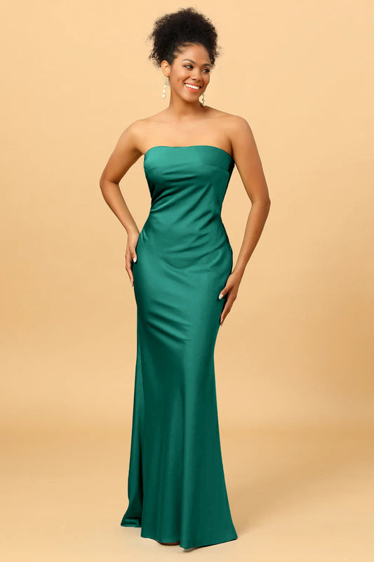 Spaghetti Straps Dark Green V neck Bridesmaid Dress