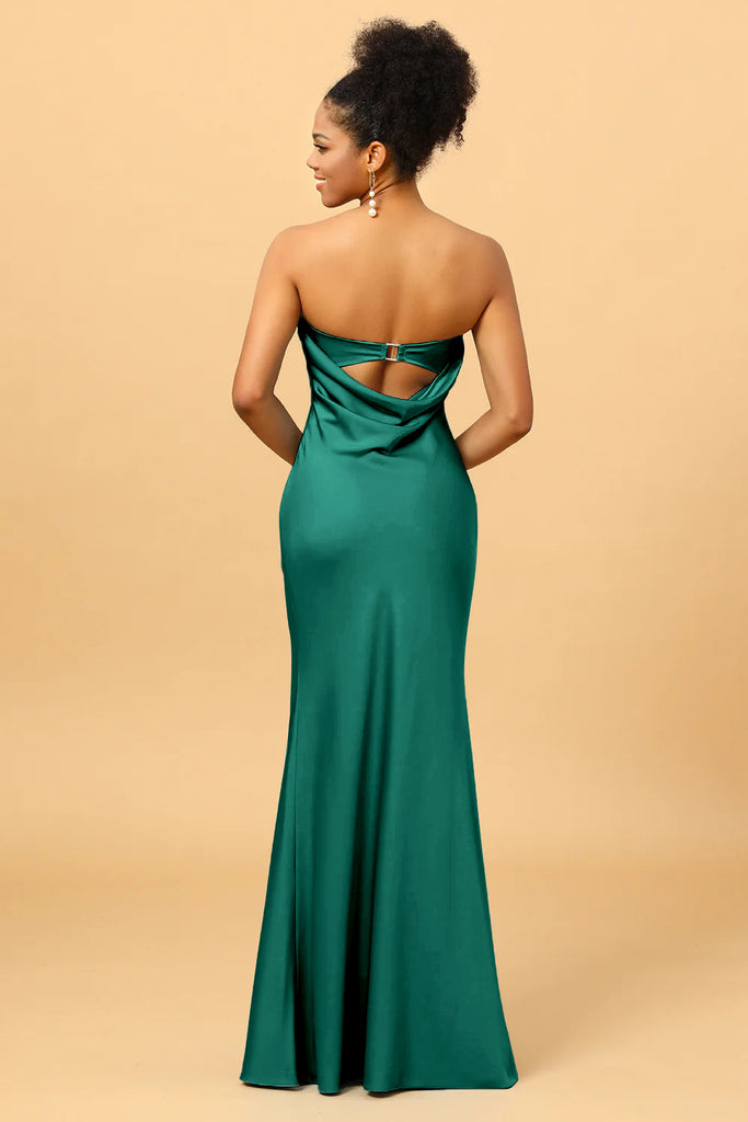 Spaghetti Straps V-neck Ruched Chiffon Dress Dark Green