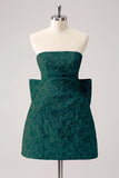 Sage Green Floral Strapless A Line Short Homecoming Dress with Bow