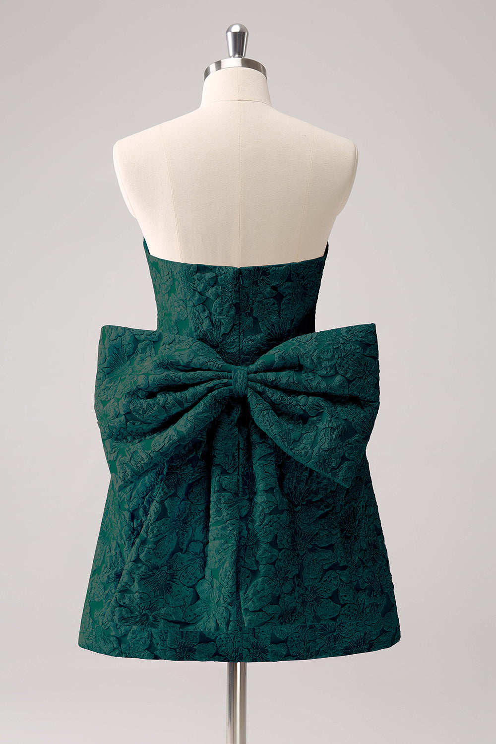 Sage Green Floral Strapless A Line Short Homecoming Dress with Bow