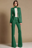 Sparkly White 2 Piece Peak Lapel Long Sleeves Prom Suits with Beading