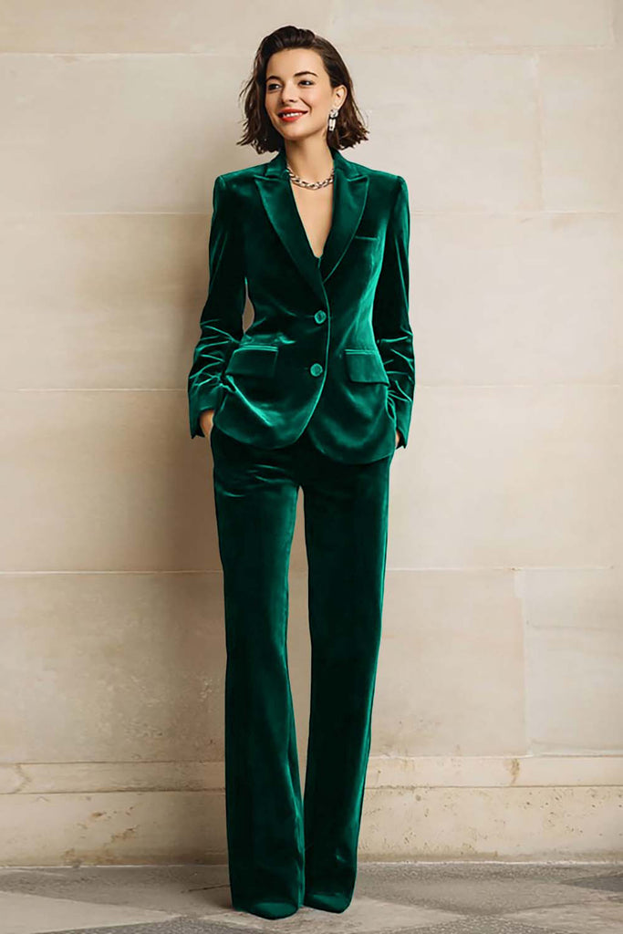 Burgundy 2 Piece Velvet Peak Lapel Single Breasted Prom Suits