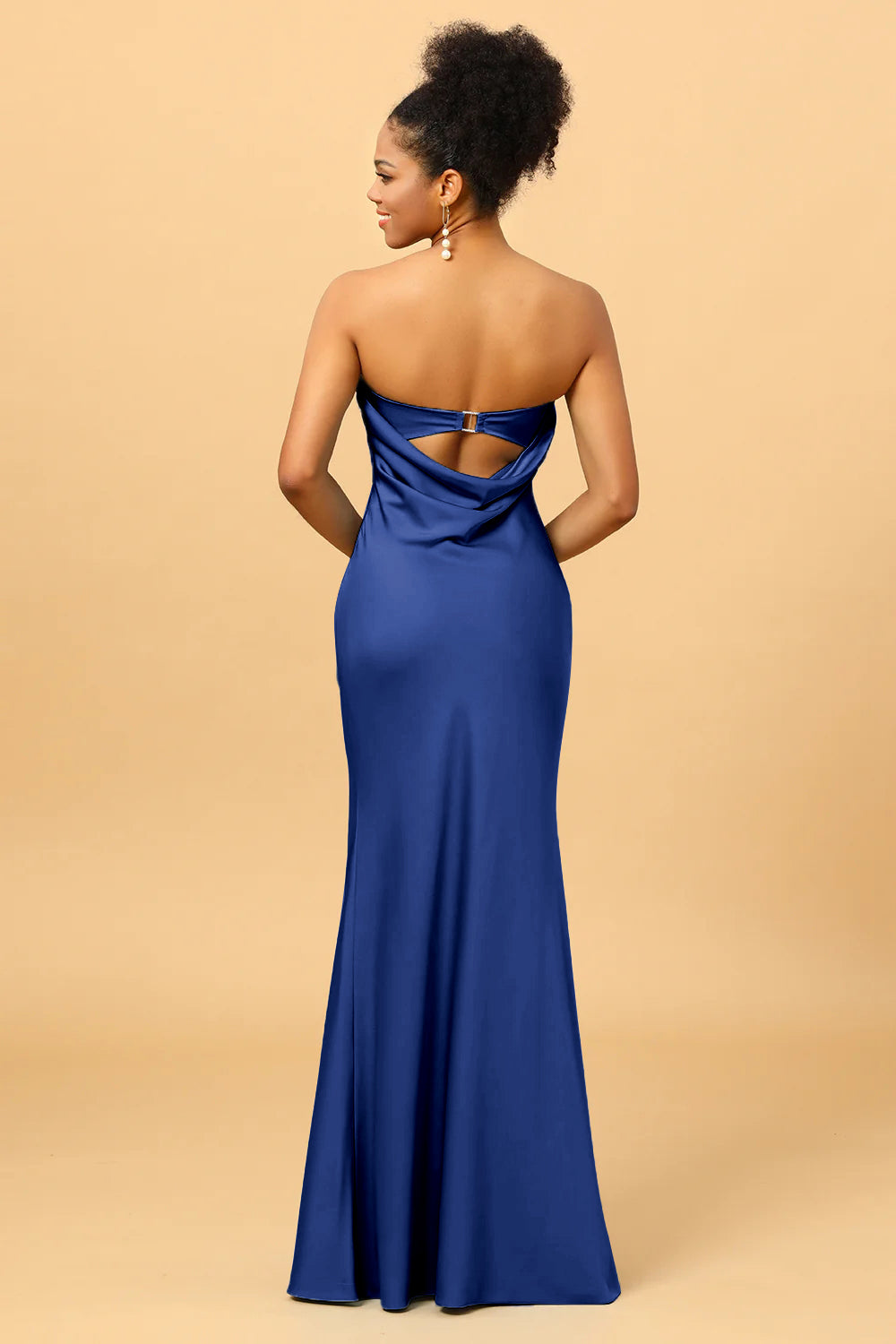 Zapakasa Women Bridesmaid Dress Grey Blue Satin Mermaid Prom Dress Zapakasa Women Bridesmaid Dress Grey Blue Satin Mermaid Prom Dress