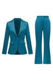 Black Notched Lapel 2 Pieces Long Sleeves Women Suits