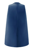 White Satin Peak Lapel Cape Short Work Blazer Dress with Belts