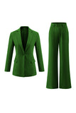 Fuchsia 2 Piece Satin Long Sleeves Business Suits with Pockets