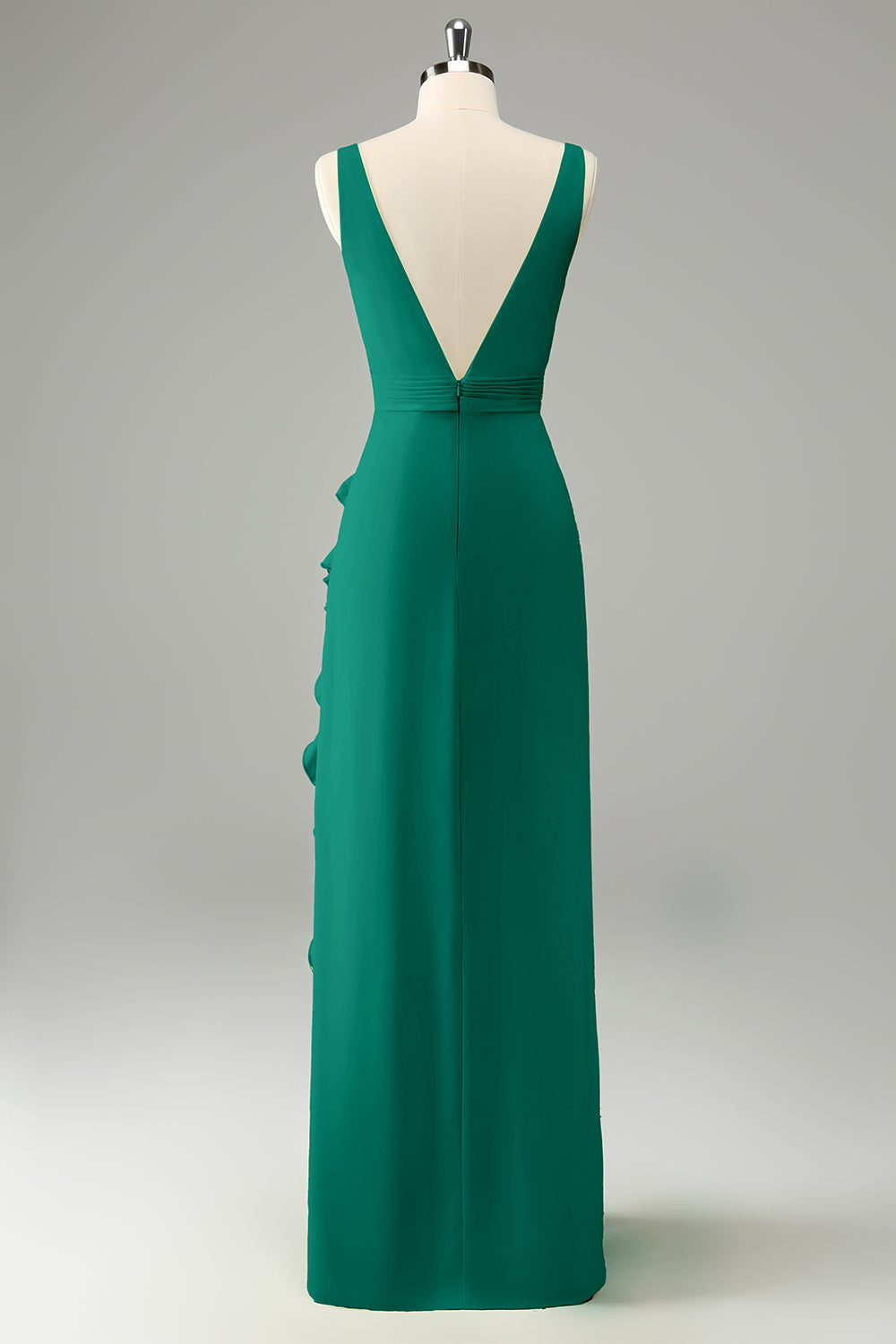 Zapakasa Women Lime Deep V Neck Ruffles Wedding Guest Dress with Slit Sheath Bridesmaid Dress Zapakasa Women Lime Deep V Neck Ruffles Wedding Guest Dress with Slit Sheath Bridesmaid Dress