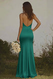 Mermaid Light Yellow Halter Long Satin Bridesmaid Dress