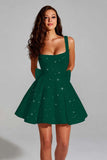 Sparkly Ivory Sequin Scoop A Line Short Homecoming Dress with Bow