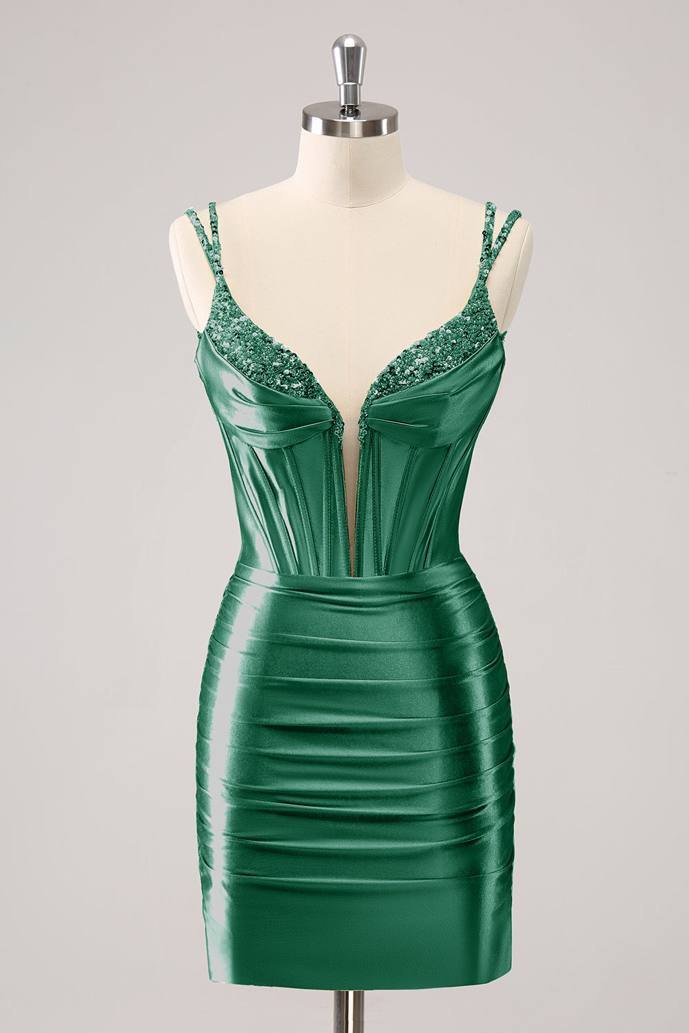Red Spaghetti Straps Bodycon Homecoming Dress with Sequins