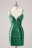 Red Spaghetti Straps Bodycon Homecoming Dress with Sequins
