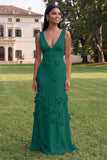 Butter Yellow Sheath V-Neck Floral Long Wedding Guest Dress