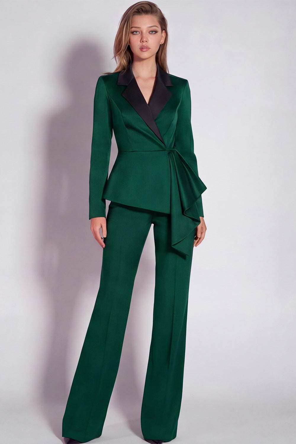 Notched Lapel Burgundy 2 Piece Business Suits with Sash