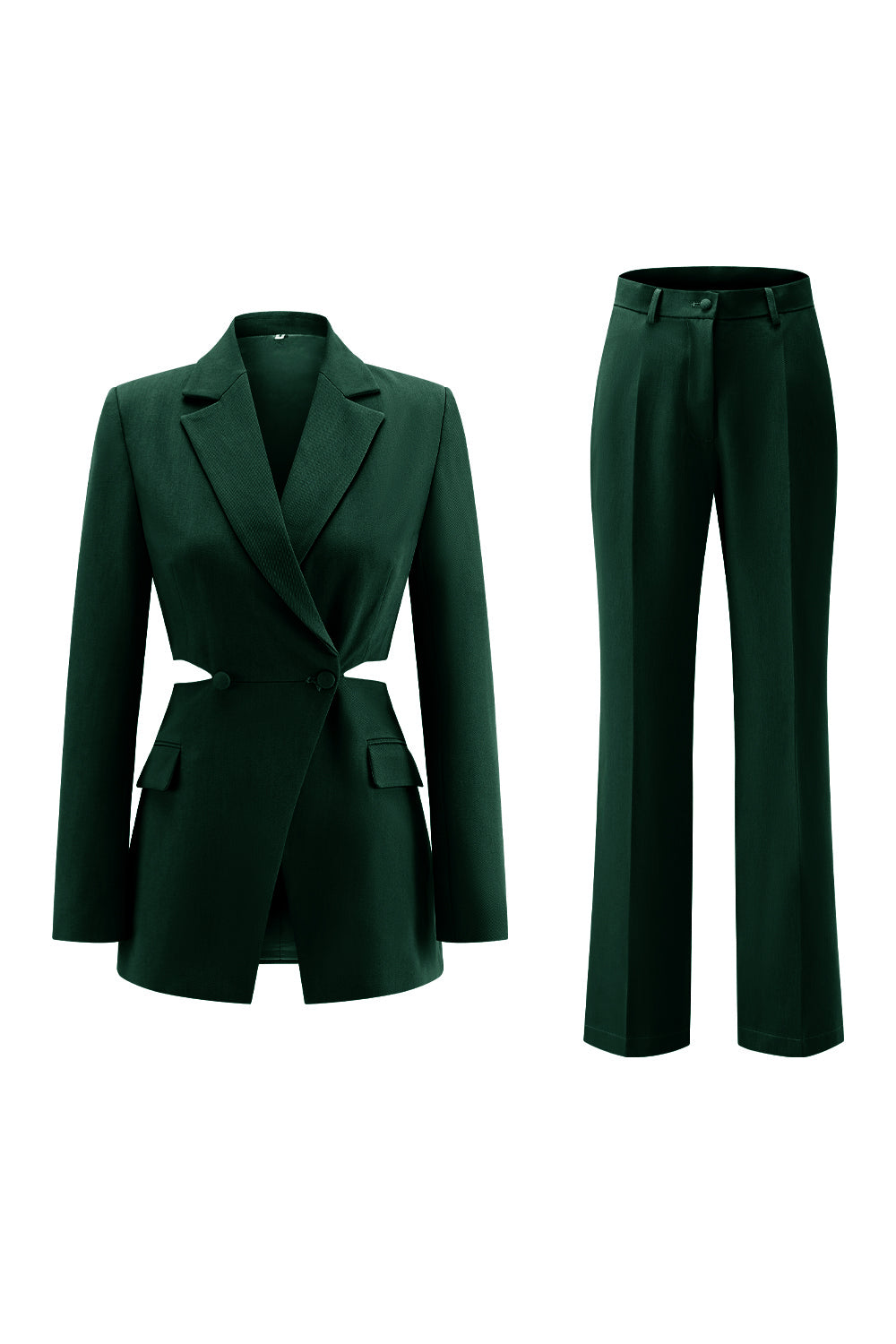 Grey Blue 2 Piece Cut Out Notched Lapel Women Prom Suits