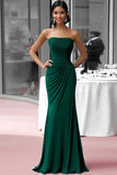 Coffee Jersey Sheath Strapless Ruched Gala Dress