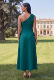 Floral Hot Pink One Shoulder A Line Maxi Wedding Guest Dress