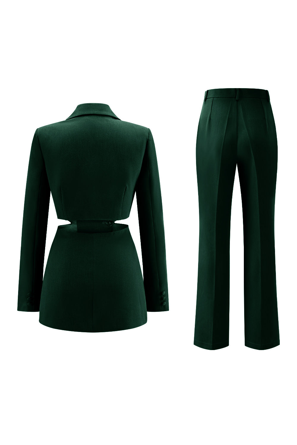 Grey Blue 2 Piece Cut Out Notched Lapel Women Prom Suits