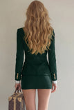 Navy Double Breasted 2 Piece Pencil Short Business Suits