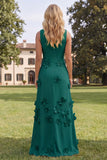 Hot Pink Boat Neck A Line Floral Maxi Wedding Guest Dress