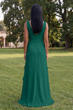 Butter Yellow Sheath V-Neck Floral Long Wedding Guest Dress