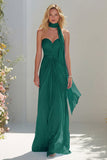 Sky Blue A Line Sweetheart Ruched Neck Scarf Long Prom Dress