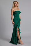 Black Chiffon Sheath Square Neck Long Formal Dress with Slit