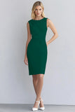 Ivory Bodycon Scoop Neck Sleeveless Ruched Short Work Dress