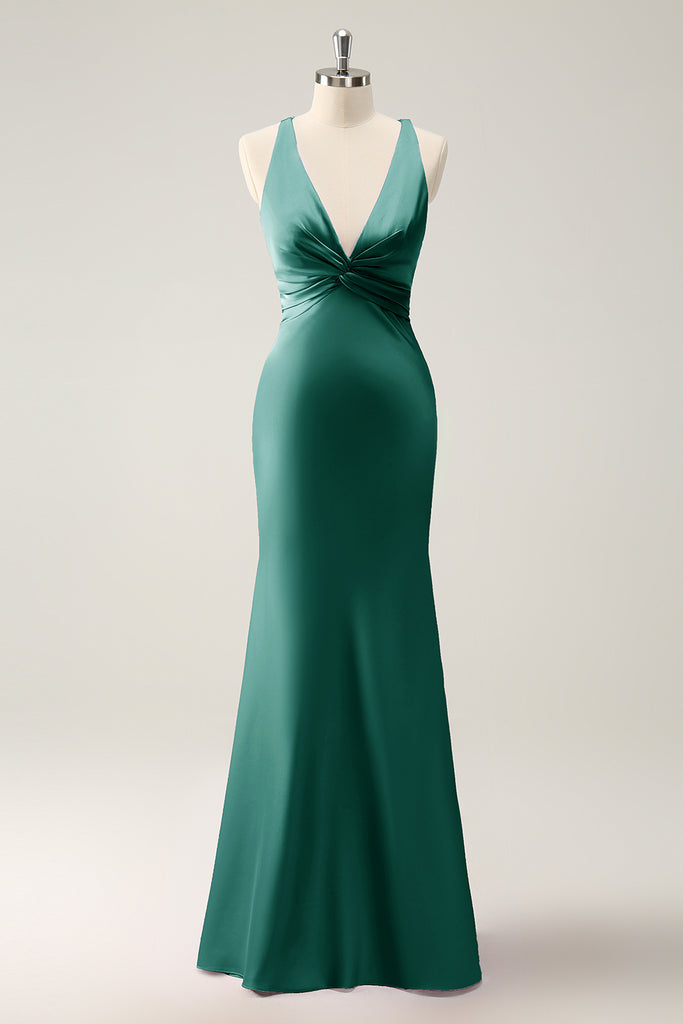 Sweet Pink Strapless Satin Mermaid Long Birthday Party Dress Wedding Guest Dress SP1126 main image 0