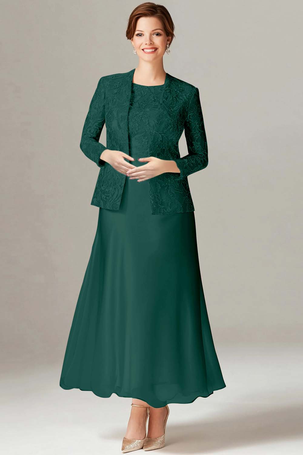 Zapakasa Women Champagne 2-Piece Mother of the Bride Dress A-line Lace Appliqued Wedding Guest Dress Zapakasa Women Champagne 2-Piece Mother of the Bride Dress A-line Lace Appliqued Wedding Guest Dress