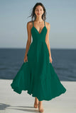 Simple Ivory Spaghetti Straps Beach Maxi Engagement Dress