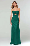 Light Blue Sweetheart Sheath Satin Long Formal Dress