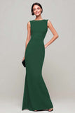 Simple Black Boat Neck Mermaid Long Formal Dress
