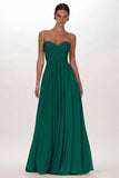 Yellow Chiffon Pleated A Line Sweetheart Long Formal Dress