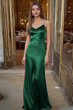 Royal Blue Satin Spaghetti Straps Long Sheath Formal Dress