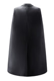 White Satin Peak Lapel Cape Short Work Blazer Dress with Belts